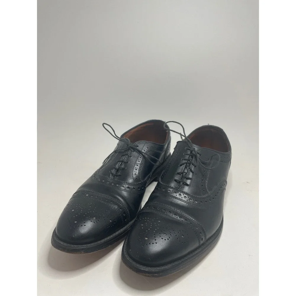 Allen Edmonds Mens Dress Shoes 9 D Black Strand Cap-Toe Brogue Oxfords 6115